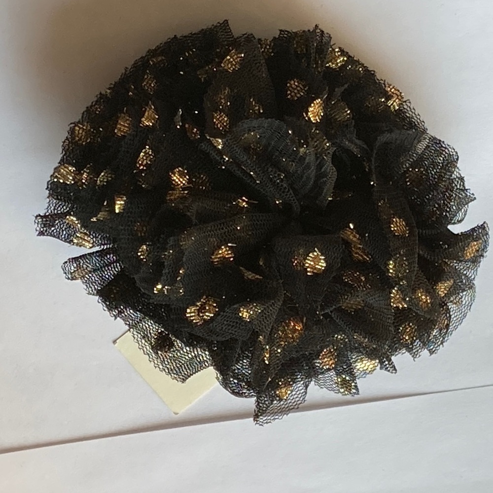 Vintage Flirt gold and black tulle hair clip NWT